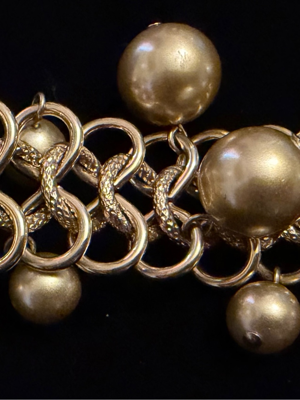 Vintage Kenneth Jay Lane KJL Gold Dangle Pearl Bracelet - Picture 5 of 7